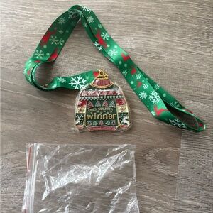 Ugly Sweater Winner Medal with Green Lanyard